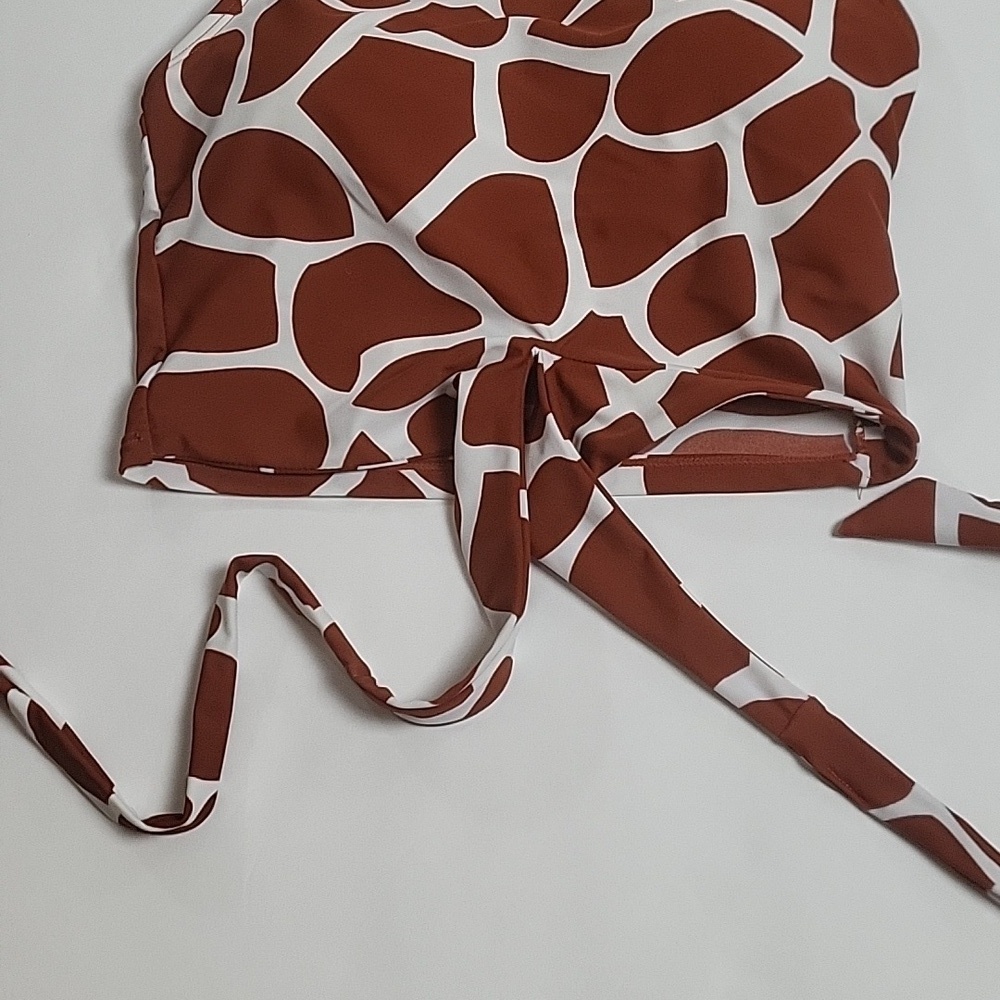 Coral Reef Swim Giraffe Print Two Piece High Waisted Halter Bikini Swims… - Picture 10 of 15